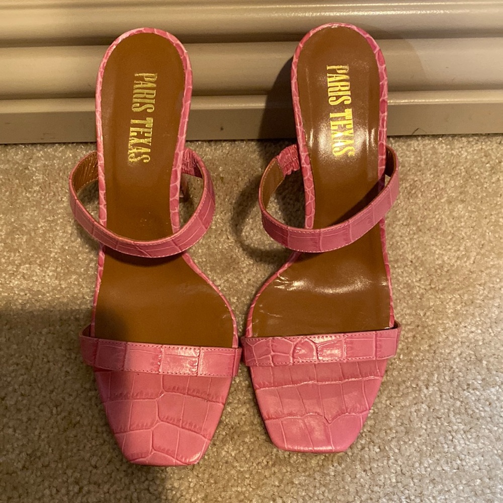 Paris Texas Croc-Embossed Leather Mules